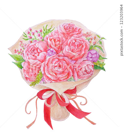 華麗的花束水彩插圖 123203964