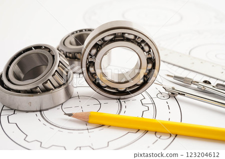 Engineering and precision tools with metal ball bering, mechanical industrial. Engineering and precision tools with metal ball bering, mechanical industrial. 123204612