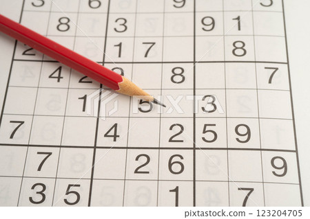 Sudoku puzzle, game to play for keep you brain younger for developing Alzheimer disease in senior patient. 123204705