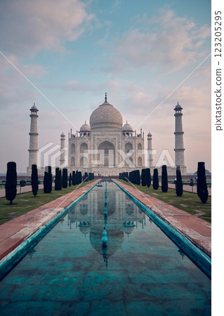Taj Mahal mausoleum in Agra city, India 123205295