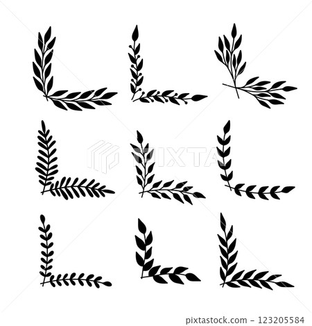 Set of floral corners in vintage style. Design element for decorations. Vector illustration Set of floral corners in vintage style. Design element for decorations. Vector illustration 123205584