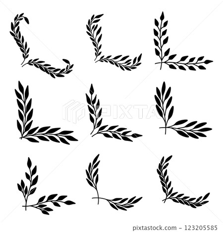 Set of floral corners in vintage style. Design element for decorations. Vector illustration Set of floral corners in vintage style. Design element for decorations. Vector illustration 123205585