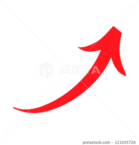 Hand-drawn upward arrow red 123205726