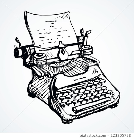 Vintage typewriter. Vector drawing icon Vintage typewriter. Vector drawing icon 123205758