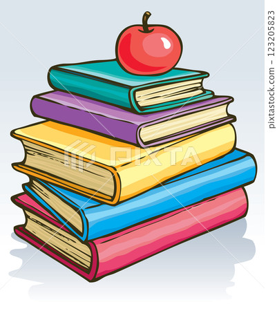 Vector illustration. Apple on books Vector illustration. Apple on books 123205823