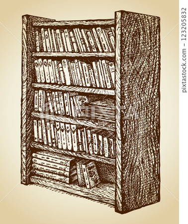 Bookcase with various books. Vector drawing Bookcase with various books. Vector drawing 123205832