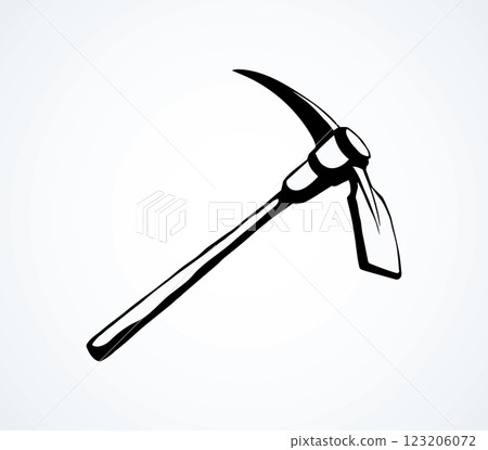Pick axe icon. Vector drawing sign Pick axe icon. Vector drawing sign 123206072