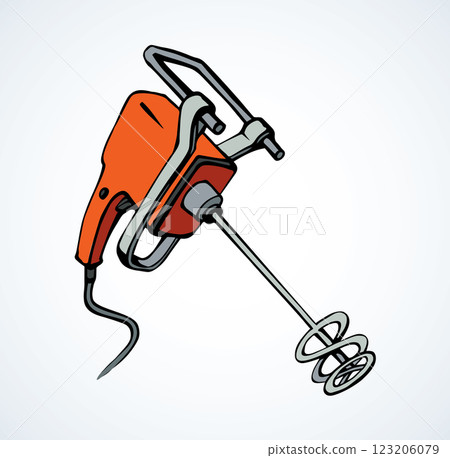 Hand mixer for concrete. Vector drawing Hand mixer for concrete. Vector drawing 123206079