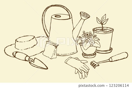 Vector sketches garden utensils 123206114