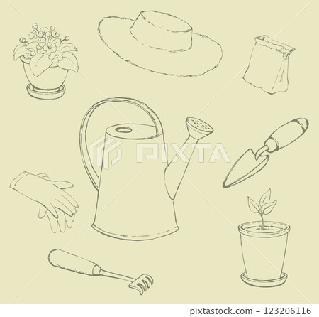 Vector sketches garden utensils 123206116