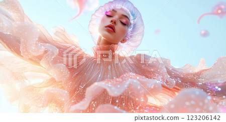 An elegant outfit inspired by jellyfish, ephemeral and beautiful 123206142