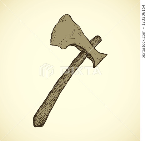 Old axe. Vector in engraving style 123206154