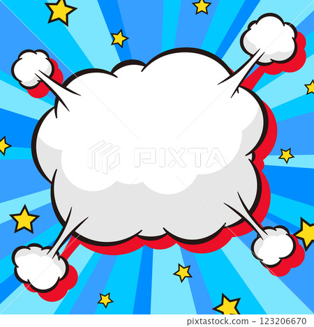 方格背景素材：美式漫畫風格爆炸雲狀氣泡的向量插圖 123206670