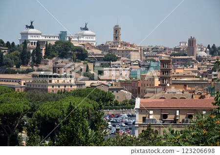 Panorama of Italian capital city Rome, Italy, sunny summer day 123206698