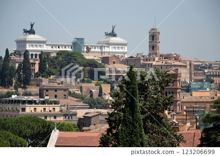 Panorama of Italian capital city Rome, Italy, sunny summer day 123206699
