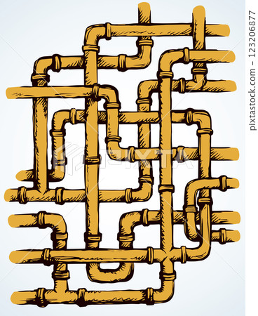 Plumbing pipes. Vector drawing symbol 123206877