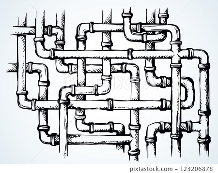 Plumbing pipes. Vector drawing symbol 123206878