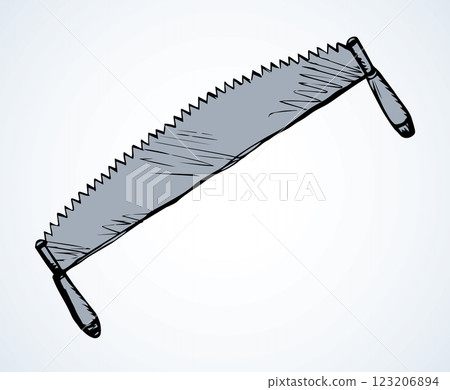 Iron hand saw. Vector drawing Iron hand saw. Vector drawing 123206894