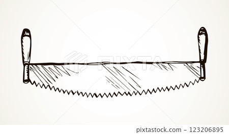 Iron hand saw. Vector drawing Iron hand saw. Vector drawing 123206895