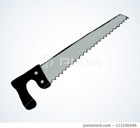Iron hand saw. Vector drawing Iron hand saw. Vector drawing 123206896
