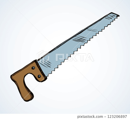 Iron hand saw. Vector drawing Iron hand saw. Vector drawing 123206897