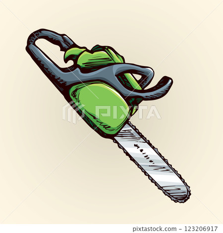 Chainsaw. Vector drawing 123206917
