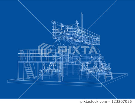 Industrial tank with valves. Vector rendered of 3d 123207056