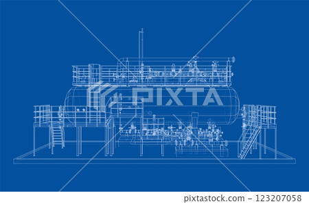 Industrial tank with valves. Vector rendered of 3d 123207058