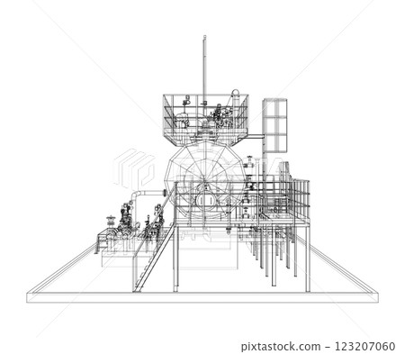 Industrial tank with valves. Vector rendered of 3d Industrial tank with valves. Vector rendered of 3d 123207060