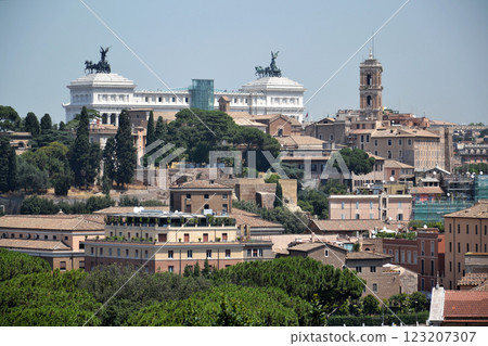 Panorama of Italian capital city Rome, Italy, sunny summer day 123207307