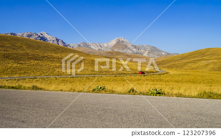 Winding roads of Campo Imperatore, Gran Sasso National Park, Abruzzo region, Italy Winding roads of Campo Imperatore, Gran Sasso National Park, Abruzzo region, Italy 123207396