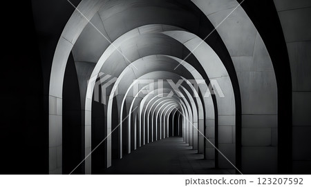 Repeating arches in striking black-and-white architectural textures 123207592