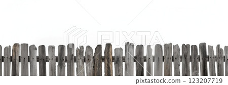 Old wooden fence isolated on a white background. Old wooden fence isolated on a white background. 123207719