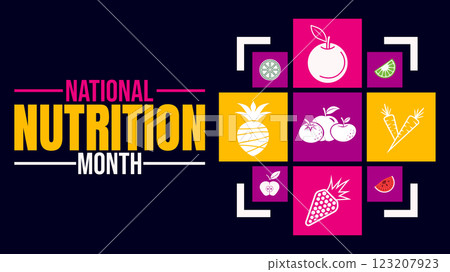 National Nutrition Month Banner, Promoting Healthy Eating and Lifestyles National Nutrition Month Banner, Promoting Healthy Eating and Lifestyles 123207923
