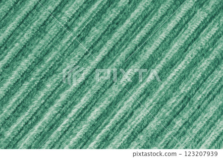 Ridge fluffy macro texture corduroy green cloth. Large ribbed, diagonal weaving fabric background 123207939