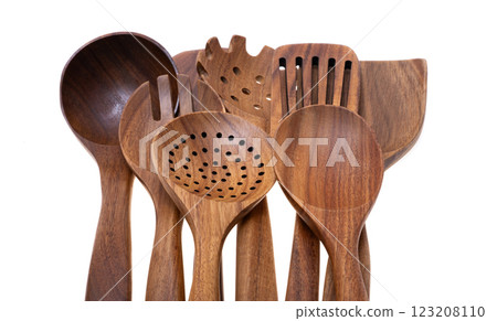 wooden spatulas isolated wooden spatulas isolated 123208110