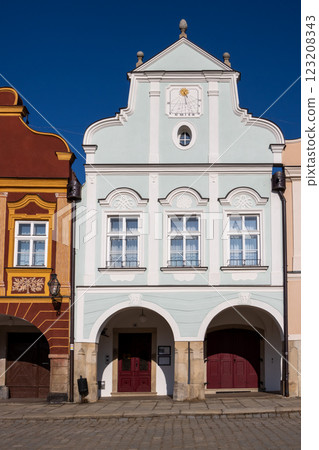 Historical colorful houses, Telc, Czech republic 123208343