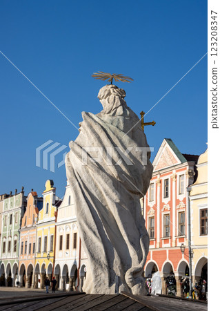 Statue of Saint Margaret on the square, Telc, Czechia 123208347