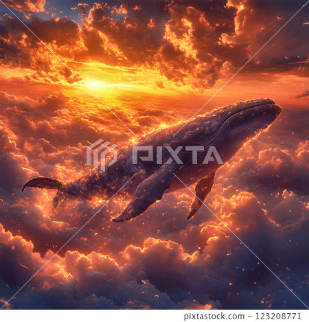 Giant Whale Swimming in the Clouds 123208771