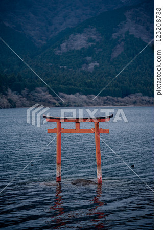 矗立在蘆之湖上的神秘鳥居 | 箱根的觀光景點 123208788