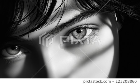 striking close up of expressive eyes with dramatic shadows and highlights 123208860
