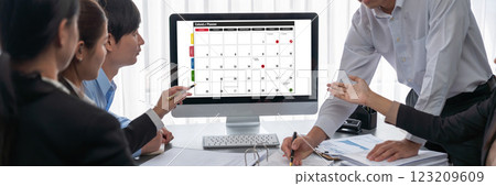 Analyst team working on data analysis dashboard on laptop screen. Insight Analyst team working on data analysis dashboard on laptop screen. Insight 123209609