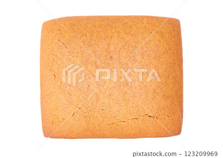 Rectangular gingerbread cookie isolated on white background. Rectangular gingerbread cookie isolated on white background. 123209969