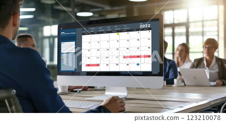 Calendar on computer software application for brisk schedule planning 123210078