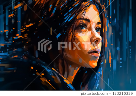 多彩抽象女性肖像 123210339