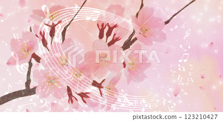 盛開的櫻花背景素材 123210427