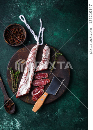 Salami sausage fuet with spice 123210547