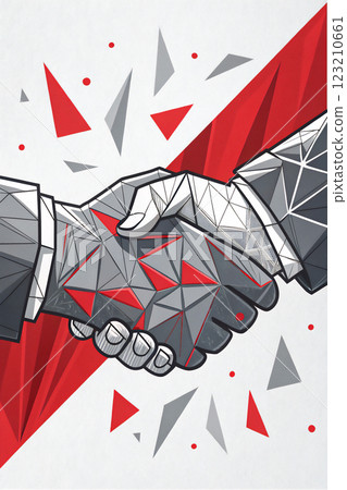 Graphic handshake - futuristic business scene Graphic handshake - futuristic business scene 123210661