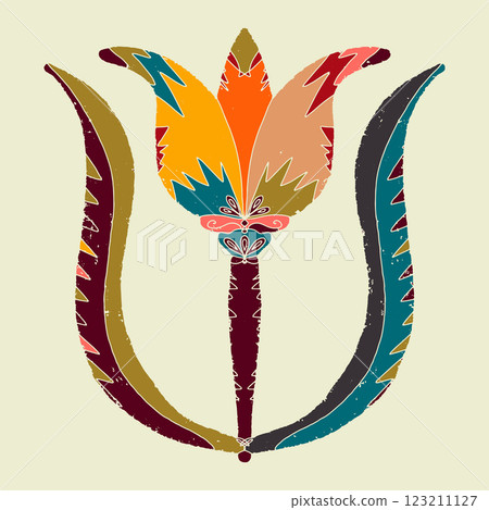 hand drawn illustration of giraffe with tropical leaves 123211127