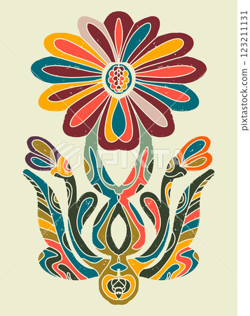 colorful hand drawn illustration with abstract flowers colorful hand drawn illustration with abstract flowers 123211131